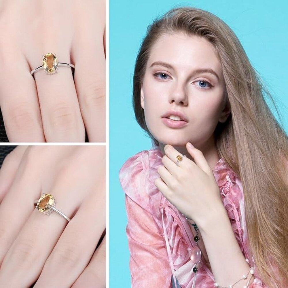 💛 1.16ct Natural Citrine Ring - 925 Sterling Silver - Picture 3 of 6